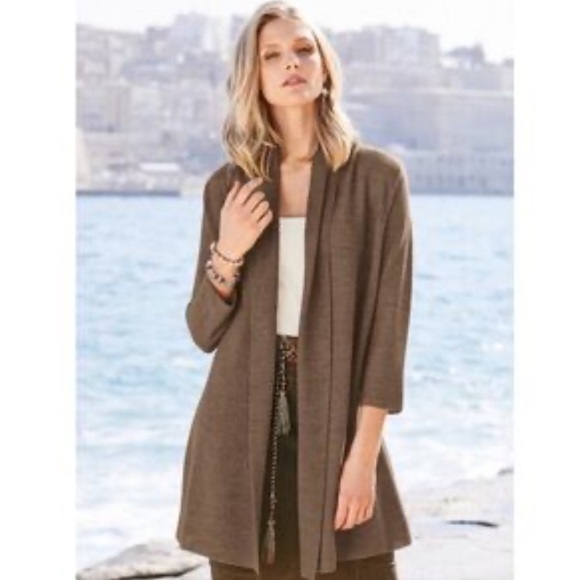 Peruvian Connection baby alpaca and silk open knit long cardigan - Picture 2 of 8